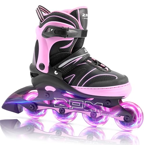 2PM SPORTS Größen Verstellbar Inliner für Kinder, Mädchen Jungen Inline Skates mit leichten Rollschuhe für Damen/Herren Youngster Anfänger von 2PM SPORTS