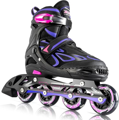 2PM SPORTS Verstellbar Inliner für Kinder, Leucht Inline Skates Rollschuhe für Damen/Herren (Violett S) von 2PM SPORTS