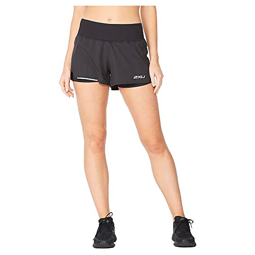 2XU Damen Aero 2-in-1 3 Zoll Shorts, Schwarz, XL von 2XU