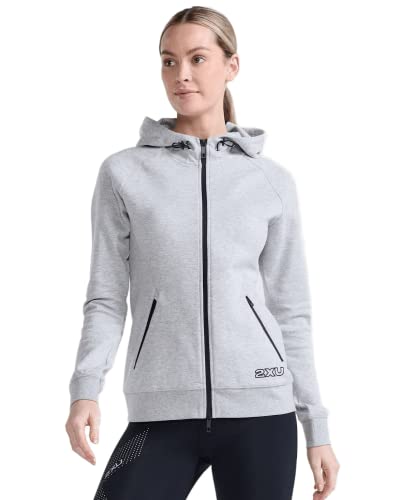 2XU Damen Commute Full Zip Hoodie, Grau Marle/Schwarz, M 2XU Damen Commute Full Zip Hoodie, Grau Marle/Schwarz, M von 2XU