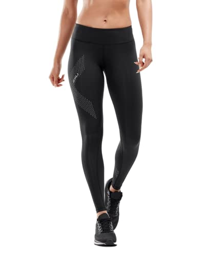 2XU Kompressionshose für Damen Wa2864 mit mittlerer Bundhöhe M Black/Dotted Reflective Logo, WA2864b von 2XU