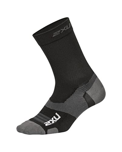 2XU UK Herren Vectr Ultralight Cushion Crew Socken, Schwarz/Titanium, XL von 2XU