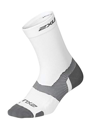 2XU Unisex Vectr Cushion 1/4 Crew Socks Socken, Weiß/Grau, L von 2XU