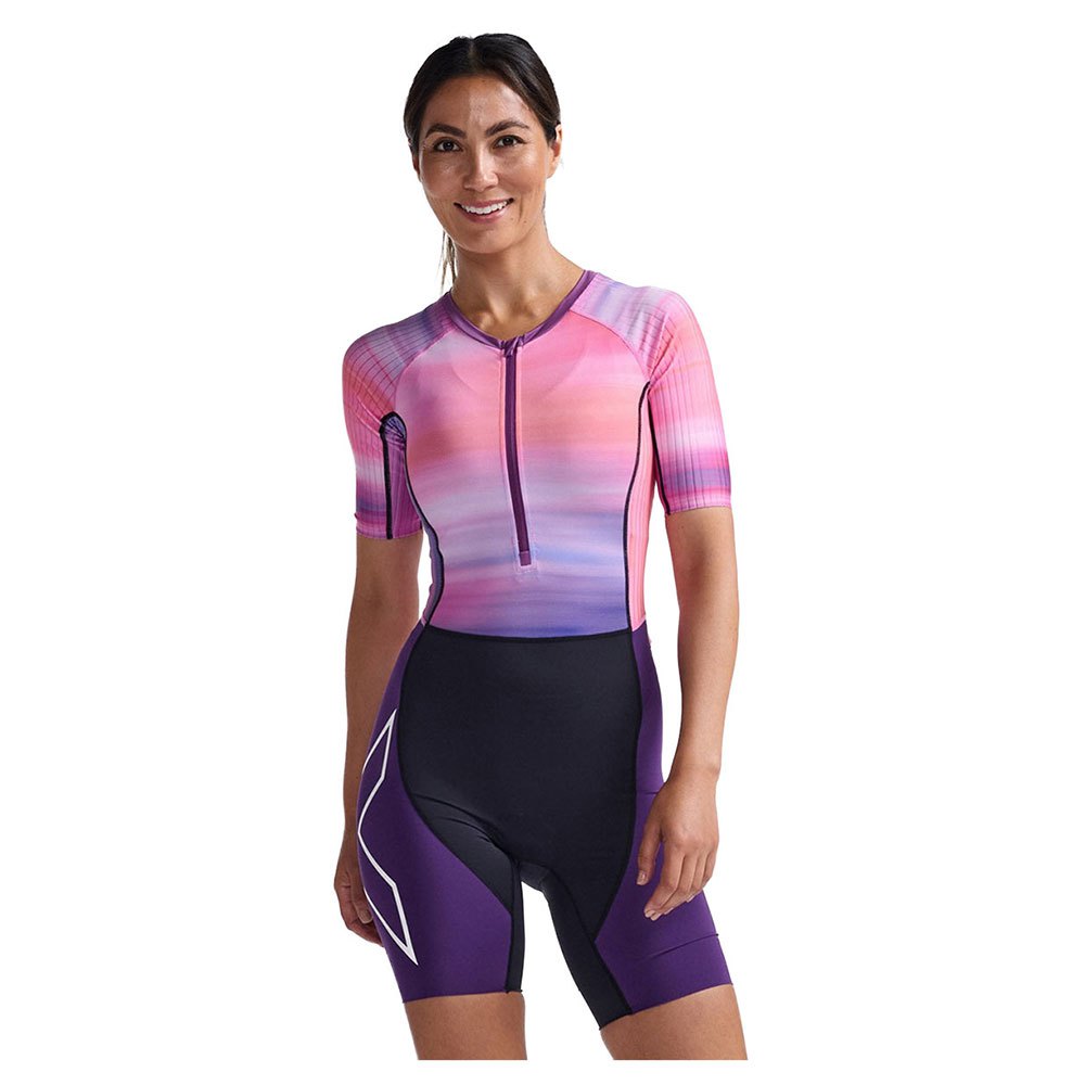 2xu Aero Sleeved Short Sleeve Trisuit Rosa M Frau von 2xu