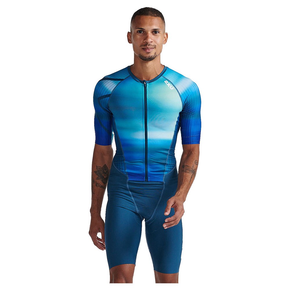 2xu Aero Sleeved Short Sleeve Trisuit Blau S Mann von 2xu