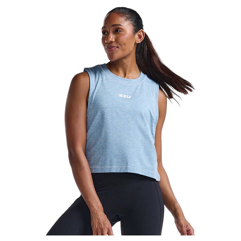 2xu Motion Crop Sleeveless T-shirt Blau L Frau von 2xu