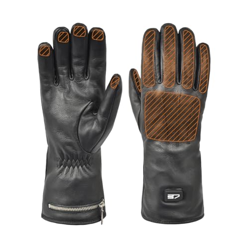 30seven - Beheizbare Lederhandschuhe - Außenmaterial 100% Ziegenleder, Futter 100% Polyester - 2 Batterien mit 2 Wärmestufen & Ladegerät - Schwarz - XS von 30seven