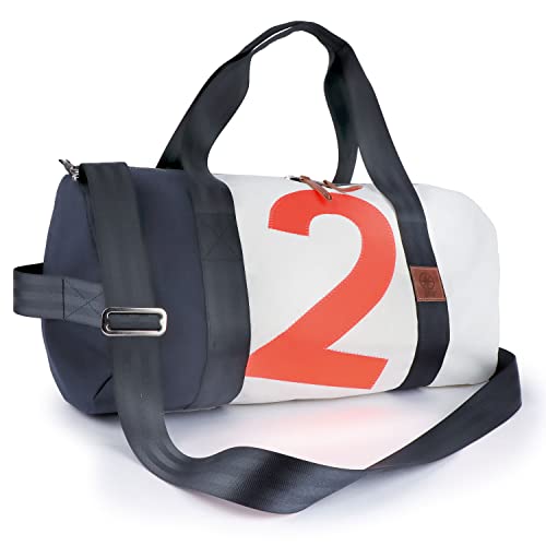 360° Grad Pirat Umhänge-Tasche Segeltuch weiß-blau, Zahl orange 360° Grad Pirat Umhänge-Tasche Segeltuch weiß-blau, Zahl orange von 360°