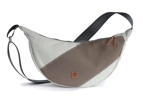 360° Roop Moonbag Crossover Tasche, Recyceltes Segeltuch, Weiß / Grau / Orange, 16cm x 32cm x 10cm (HxBxL), 4 Liter, Unisex-Erwachsene, Halbmondförmig, Reißverschluss, Grau 360° Roop Moonbag Crossover Tasche, Recyceltes Segeltuch, Weiß / Grau / Orange, 16cm x 32cm x 10cm (HxBxL), 4 Liter, Unisex-Erwachsene, Halbmondförmig, Reißverschluss, Grau von 360°
