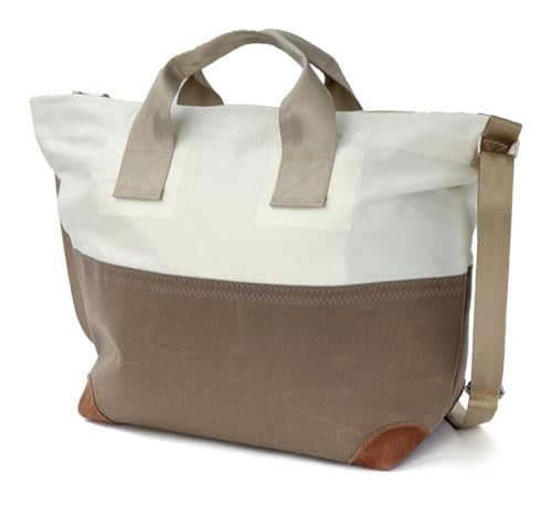 Schultertasche Suutje, Weiss Taupe Grau, Persenning, recyceltes Segel Schultertasche Suutje, Weiss Taupe Grau, Persenning, recyceltes Segel von 360°