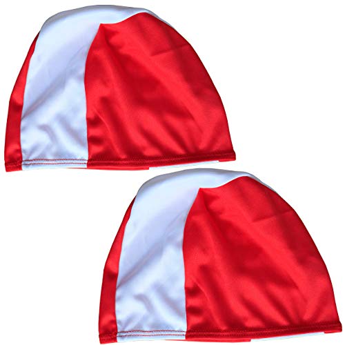 3asyglide Badekappe aus Polyester, für Erwachsene, Kinder, 2 Stück, Rot/Weiß, Für Erwachsene 3asyglide Badekappe aus Polyester, für Erwachsene, Kinder, 2 Stück, Rot/Weiß, Für Erwachsene von 3asyglide