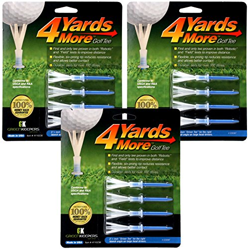 4 Yards More Golf Tee (3 1/10,2 cm) 3 Pack (12 Tees) von 4 Yards More