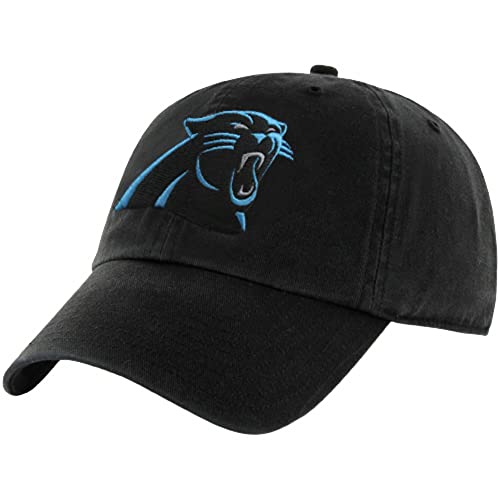 '47 NFL Carolina Panthers Clean Up Unisex-Baseballkappe, Verstellbarer Riemenverschluss, Einheitsgröße, Team Logo, Farbe Schwarz von '47