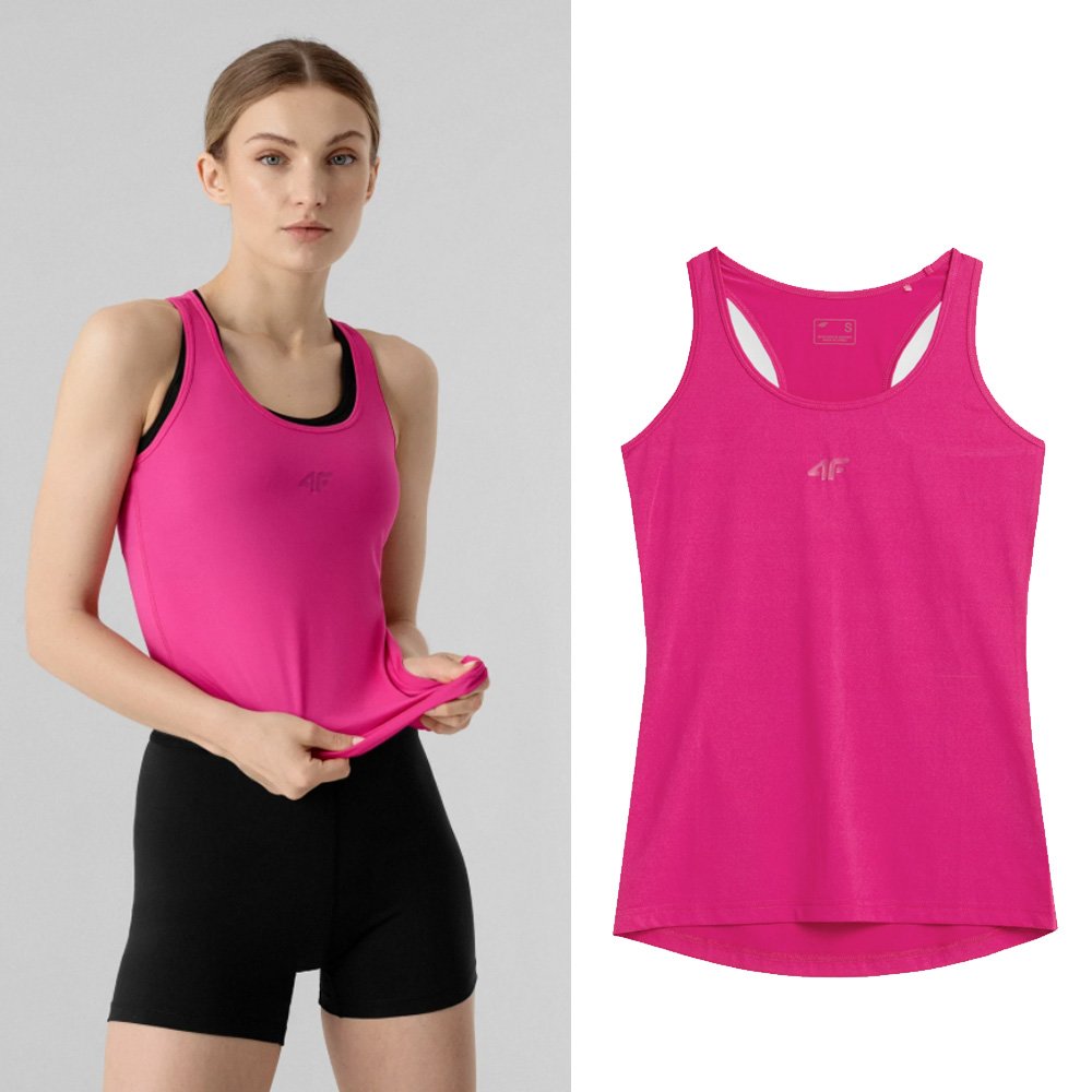 4F - Damen Fitness Tank Top Sportshirt, pink von 4F