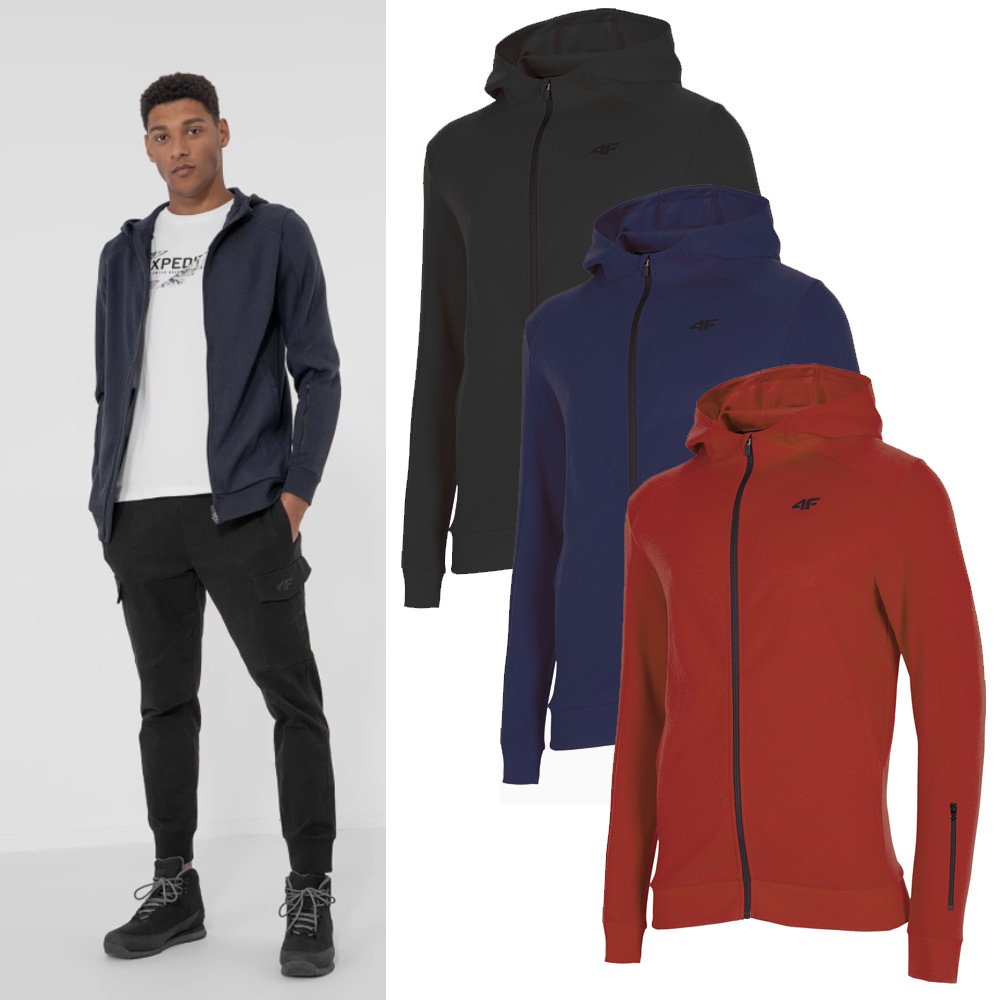 4F - Herren Sport Sweatjacke, Sportjacke Zipped Hoodie von 4F