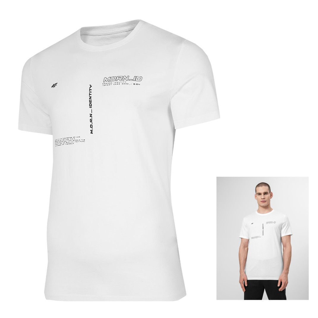 4F - Herren T-Shirt Baumwolle mit Prints, weiß von 4F