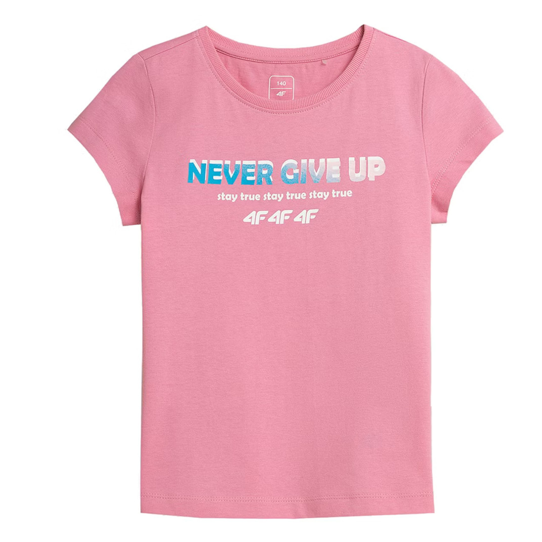 4F - Kinder Baumwoll Shirt T-Shirt, Never give up, rosa von 4F