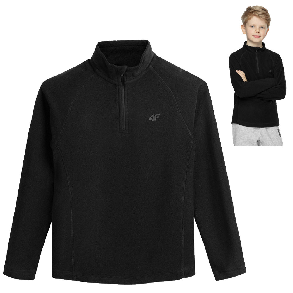 4F warm - Kinder thermoaktive Fleece Zip Pullover Longshirt, schwarz von 4F