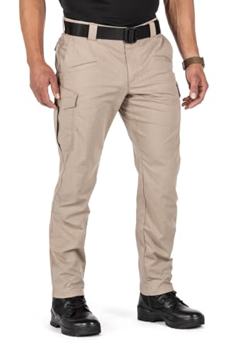 5.11 Taktische Herren-Icon Hose, gerade Passform, Zwickelkonstruktion, 8 Taschen, Stil 74521, Khaki, 70 W x 30 L von 5.11