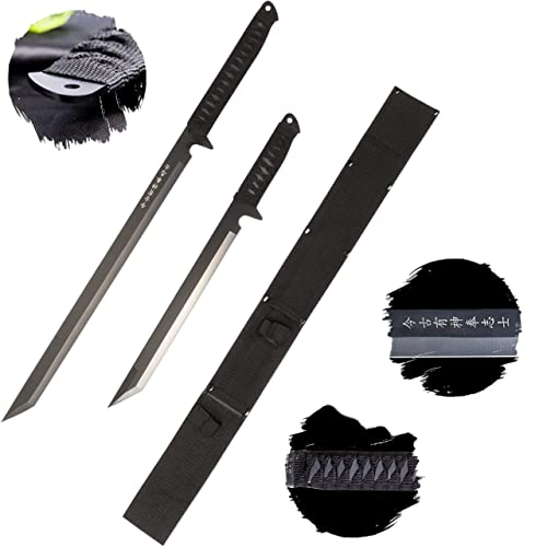 Ein Satz Katana Ninja Schwert plus Tanto scharf echt zum Training Metall Stahl 2 Schwerter in einem Samurai Nur für Erwachsene 66 cm - 18 Jahre erforderlich HK-1067 von 57 SPECIAL REPLICAS