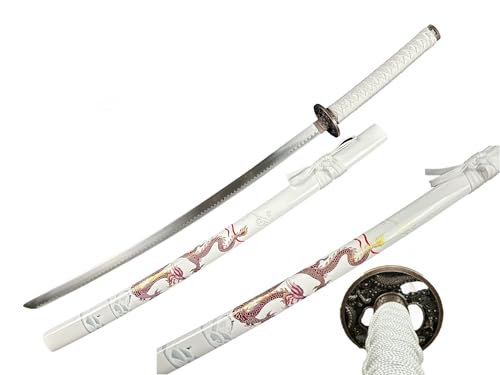 Katana Golden Drache Schwert echt Metall Nicht Scharf Samurai Schwert aus Stahl mit Einer Scheide zur Dekoration für einen Sammler oder als Geschenk 4KM100-405WH von 57 SPECIAL REPLICAS