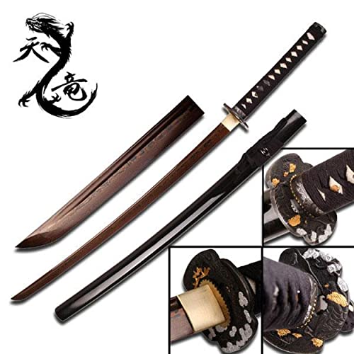 Katana Rot Damast Stahl 1045 Ten Ryu Schwert scharf echt zum Training Metall Samurai 100% handgefertigt Nur für Erwachsene - 18 Jahre erforderlich TR-026 von 57 SPECIAL REPLICAS