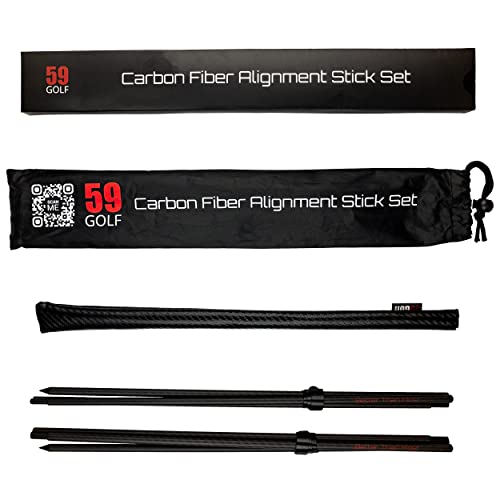 59Golf - Kohlefaser-Ausrichtungs-Set für Golfschläger: 2 x Tour Pro Carbon Sticks + 1 x PU-Leder-Ausrichtungsstab-Abdeckung 59Golf - Kohlefaser-Ausrichtungs-Set für Golfschläger: 2 x Tour Pro Carbon Sticks + 1 x PU-Leder-Ausrichtungsstab-Abdeckung von 59Golf