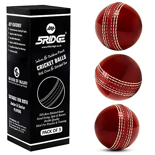 5RIDGE Cricketbälle für Training, weicher und sicherer Gummi-Cricketball mit echter genähter Naht und Kern für Sprungkraft, Schwingen und Drehen, ideal für Training, Spiel und Gartenspiel, Rot, 3 5RIDGE Cricketbälle für Training, weicher und sicherer Gummi-Cricketball mit echter genähter Naht und Kern für Sprungkraft, Schwingen und Drehen, ideal für Training, Spiel und Gartenspiel, Rot, 3 von 5RIDGE