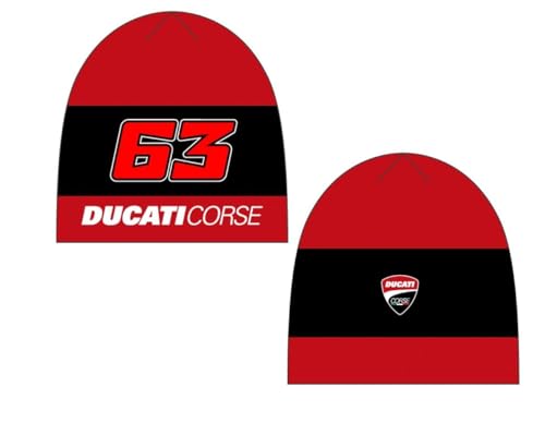 63 Herren Bagnaia Ducati Dual Line Beanie-Mütze, rot, Einheitsgröße 63 Herren Bagnaia Ducati Dual Line Beanie-Mütze, rot, Einheitsgröße von 63
