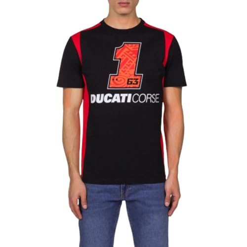 63 Unisex Bagnaia Ducati Dual Line T-Shirt, Schwarz, S von 63