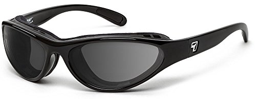 7eye Viento Windblockierende Sonnenbrille, glänzendes Schwarz, graue Gläser von 7 EYE