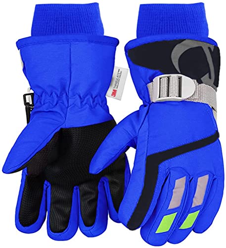 7-Mi Kids Winter Warm Water-Resistant Handschuhe für Skifahren/Snowboarden/Radfahren/Reiten Outdoor-Aktivitäten Kinder Fäustlinge Am besten für 4 to 6 Jahre -Blau von 7-Mi