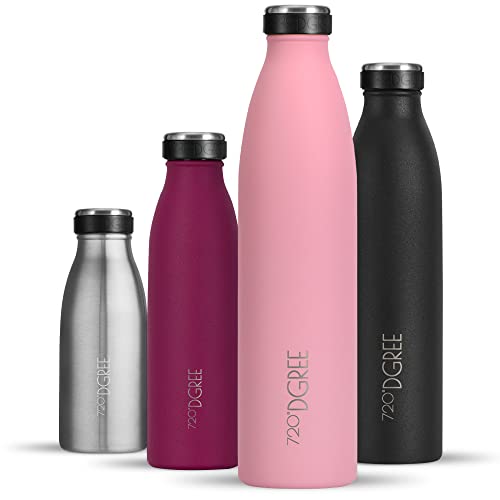 720°DGREE Edelstahl Trinkflasche “milkyBottle” - 1L - BPA-Frei, Auslaufsicher, Kohlensäure geeignet - Thermosflasche für Sprudel, Sport, Uni, Schule, Fitness, Outdoor, Camping von 720°DGREE