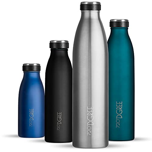 720°DGREE Edelstahl Trinkflasche “milkyBottle” - 750ml - BPA-Frei, Auslaufsicher, Kohlensäure geeignet - Thermosflasche für Sprudel, Sport, Uni, Schule, Fitness, Outdoor, Camping von 720°DGREE