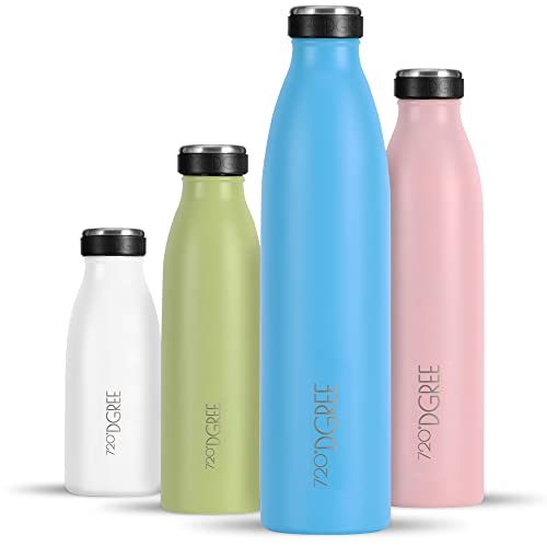 720°DGREE Edelstahl Trinkflasche “milkyBottle” - 750ml - BPA-Frei, Auslaufsicher, Kohlensäure geeignet - Thermosflasche für Sprudel, Sport, Uni, Schule, Fitness, Outdoor, Camping von 720°DGREE