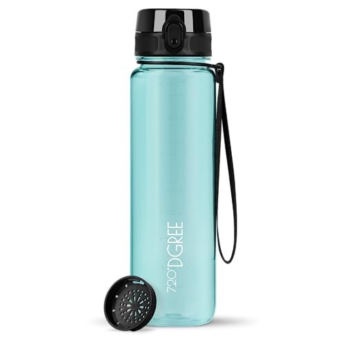 720°DGREE Trinkflasche 1l “uberBottle“ crystalClear +Sieb - BPA-Frei - Wasserflasche für Sport, Gym, Fitness, Fahrrad, Outdoor, Uni - Sportflasche aus Tritan - Leicht, Stoßfest, Wiederverwendbar von 720°DGREE