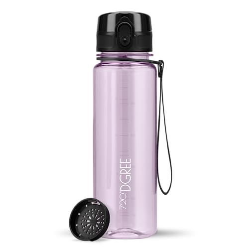 720°DGREE Trinkflasche 500ml “uberBottle“ crystalClear +Sieb - BPA-Frei, Auslaufsicher - Für Kinder, Schule, Sport, Fitness - Schmale Wasserflasche aus Tritan - Leicht, Stoßfest, Wiederverwendbar von 720°DGREE