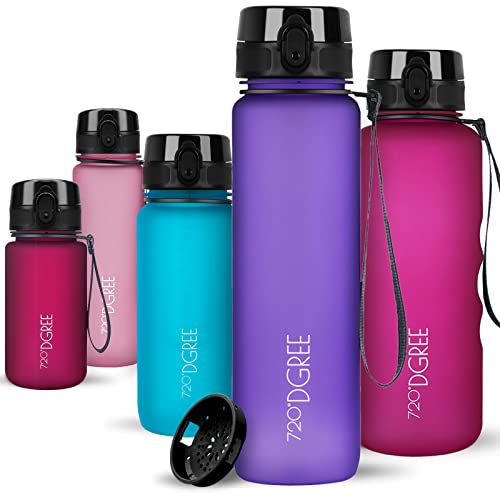 720°DGREE Trinkflasche 650ml “uberBottle“ softTouch +Sieb - BPA-Frei - Wasserflasche auslaufsicher für Kinder, Schule, Sport, Uni, Outdoor, Unterwegs - Tritan Sportflasche - Leicht, Stoßfest von 720°DGREE