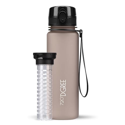 720°DGREE Trinkflasche Kinder 500ml “uberBottle“ softTouch +Früchtebehälter - Auslaufsicher, BPA-Frei - Schlanke Tritan Wasserflasche für Schule, Sport, Fitness - Leicht, Stoßfest, Wiederverwendbar von 720°DGREE