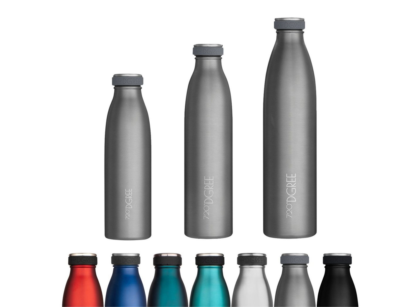 720°DGREE Trinkflasche milkyBottle Trinkflasche Edelstahl 500ml, 750ml, 1 liter, Isolierflasche Edelstahl Doppelwandig, perfekt für den Rucksack von 720°DGREE