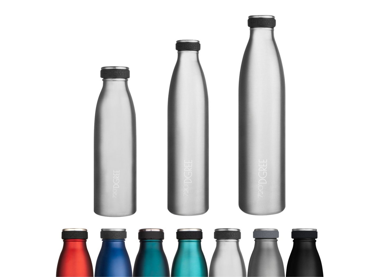 720°DGREE Trinkflasche milkyBottle Trinkflasche Edelstahl 500ml, 750ml, 1 liter, Isolierflasche Edelstahl Doppelwandig, perfekt für den Rucksack von 720°DGREE