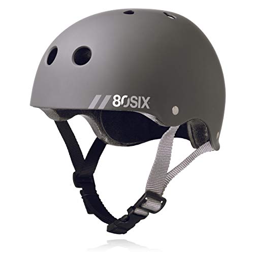 80Six Unisex-Youth Multi-Sport-Helm Skateboard, Grau Matt, Alter 5+ 80Six Unisex-Youth Multi-Sport-Helm Skateboard, Grau Matt, Alter 5+ von 80Six