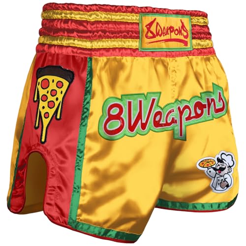 8 Weapons Muay Thai Shorts, Muay Pizza, gelb (S) von 8WeAPONS