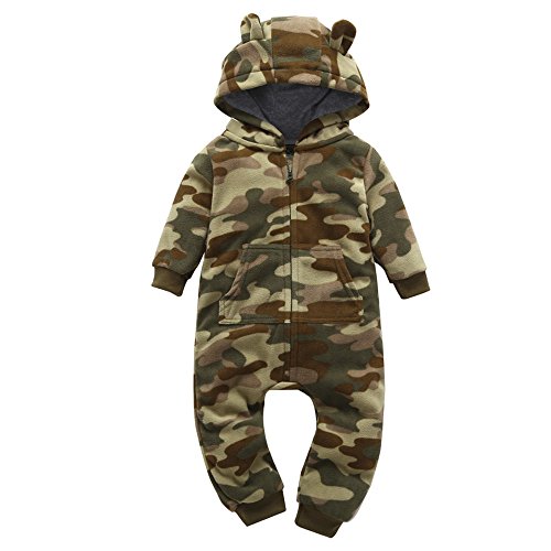 95sCloud Baby Schneeanzüge Winter Overall mit Kapuze Fleece Strampler Spielanzug Mädchen Jungen Jumpsuit Winterjacke Strampelanzug Warm Outfits Pyjama Outwear Kleidung Babystrampler (Tarnen, 6M) von 95sCloud