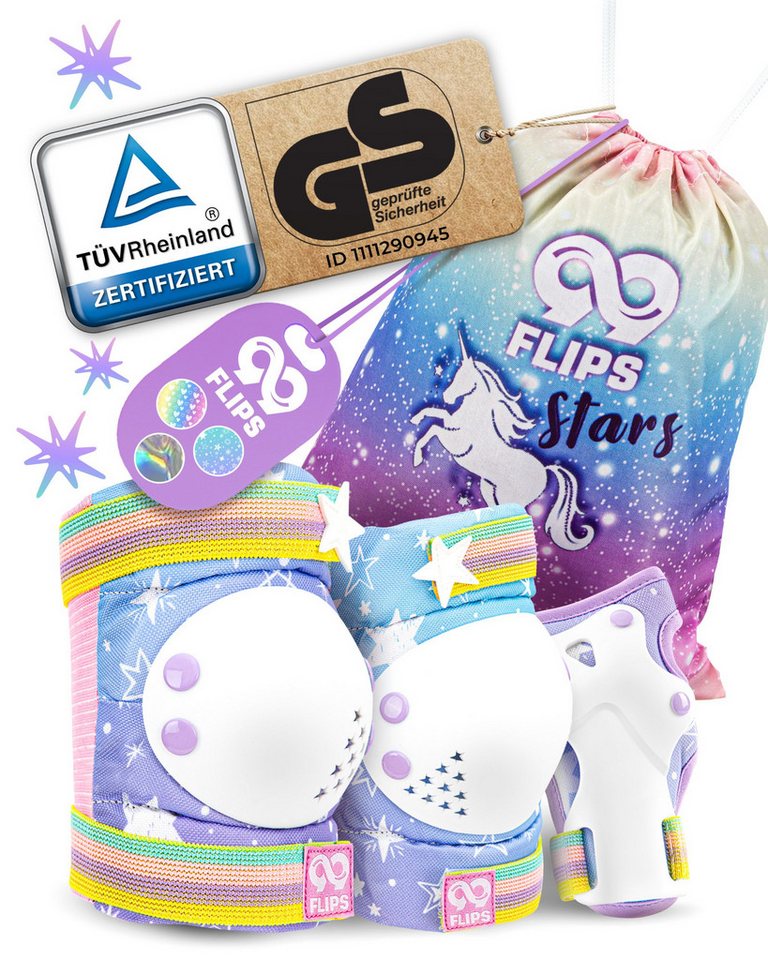 99FLIPS Protektoren-Set 3-12 Jahre - Einhorn Knieschoner Kinder Schlittschuh Schoner Set (Schützer Set Kinder für Skateboard Inline Skates Rollschuhe, 7-tlg., Knieschützer, Ellenbogen Schoner, Handschoner mit Einhorn Tasche), Schützer für kinder Mädchen Knieschützer Schutzausrüstung 99FLIPS Protektoren-Set 3-12 Jahre - Einhorn Knieschoner Kinder Schlittschuh Schoner Set (Schützer Set Kinder für Skateboard Inline Skates Rollschuhe, 7-tlg., Knieschützer, Ellenbogen Schoner, Handschoner mit Einhorn Tasche), Schützer für kinder Mädchen Knieschützer Schutzausrüstung von 99FLIPS