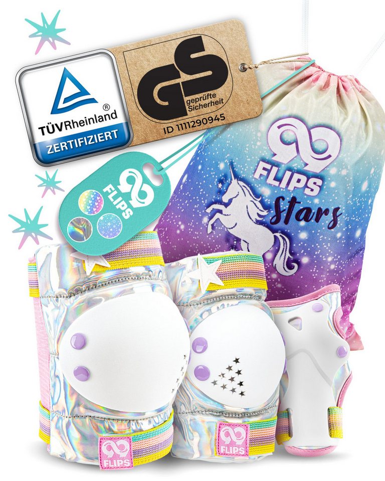 99FLIPS Protektoren-Set 3-12 Jahre - Einhorn Knieschoner Kinder Schlittschuh Schoner Set (Schützer Set Kinder für Skateboard Inline Skates Rollschuhe, 7-tlg., Knieschützer, Ellenbogen Schoner, Handschoner mit Einhorn Tasche), Schützer für kinder Mädchen Knieschützer Schutzausrüstung 99FLIPS Protektoren-Set 3-12 Jahre - Einhorn Knieschoner Kinder Schlittschuh Schoner Set (Schützer Set Kinder für Skateboard Inline Skates Rollschuhe, 7-tlg., Knieschützer, Ellenbogen Schoner, Handschoner mit Einhorn Tasche), Schützer für kinder Mädchen Knieschützer Schutzausrüstung von 99FLIPS