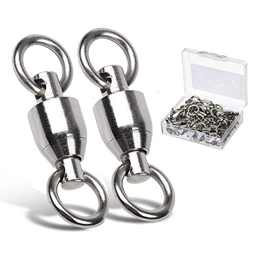 9Tong Ball Bearing Wirbel Geschweißt Ringe, Wallerwirbel Meereswirbel Salzwasserfest Spaltring Angelausrüstung Zubehör Köder-Anschluss 25pcs 110lbs von 9Tong