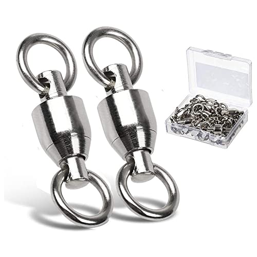 9Tong Ball Bearing Wirbel Geschweißt Ringe, Wallerwirbel Meereswirbel Salzwasserfest Spaltring Angelausrüstung Zubehör Köder-Anschluss 25pcs 143lbs von 9Tong