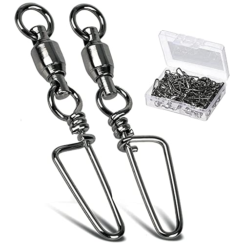 9Tong Kugellager Wirbel mit Coastlock Snap, Edelstahl geschweißter Ring für Angeln Salzwasser Standard Schwarz 25pcs 48lbs 9Tong Kugellager Wirbel mit Coastlock Snap, Edelstahl geschweißter Ring für Angeln Salzwasser Standard Schwarz 25pcs 48lbs von 9Tong