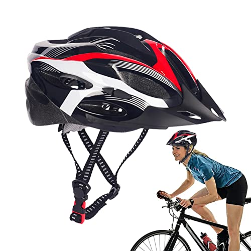 A/R MTB Fahrradhelme, Integral geformte Fahrradhelme, Fahrradhelme für Männer und Frauen, verstellbare Größe, leicht & atmungsaktiv, rot / weiß von A/R